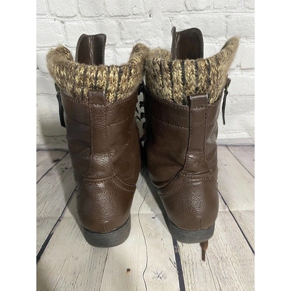 Crown Vintage brown leather combat boots size 10M - Picture 4 of 5